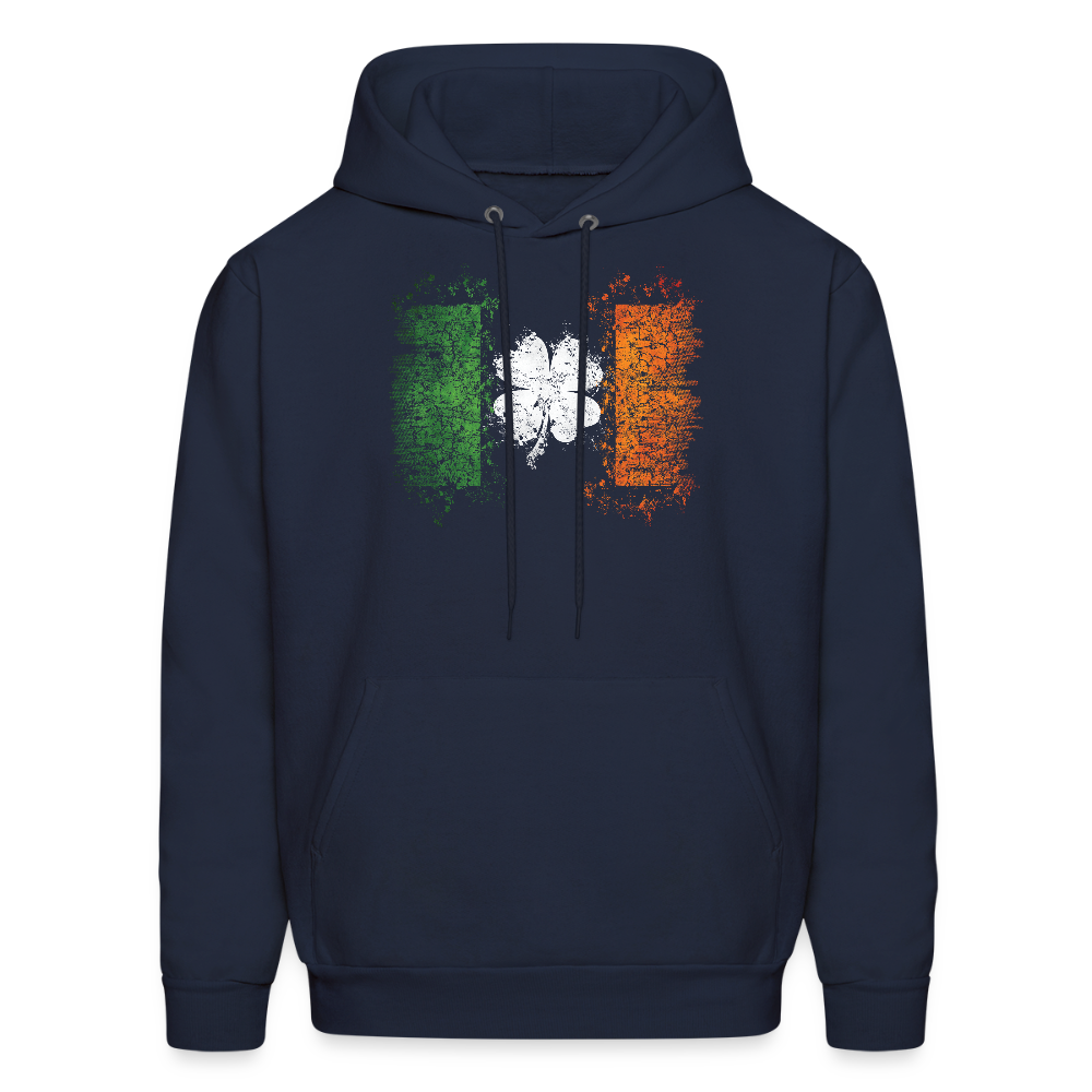 Irish Flag Distressed Shamrock Hoodie - Men's St Patrick's Day - navy