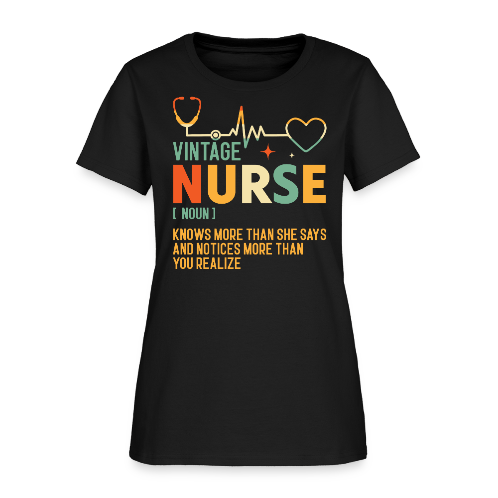 Vintage Nurse Definition Tee Funny Retro Nursing Quote T-Shirt - black