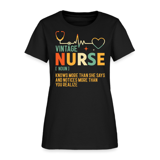Vintage Nurse Definition Tee Funny Retro Nursing Quote T-Shirt - black