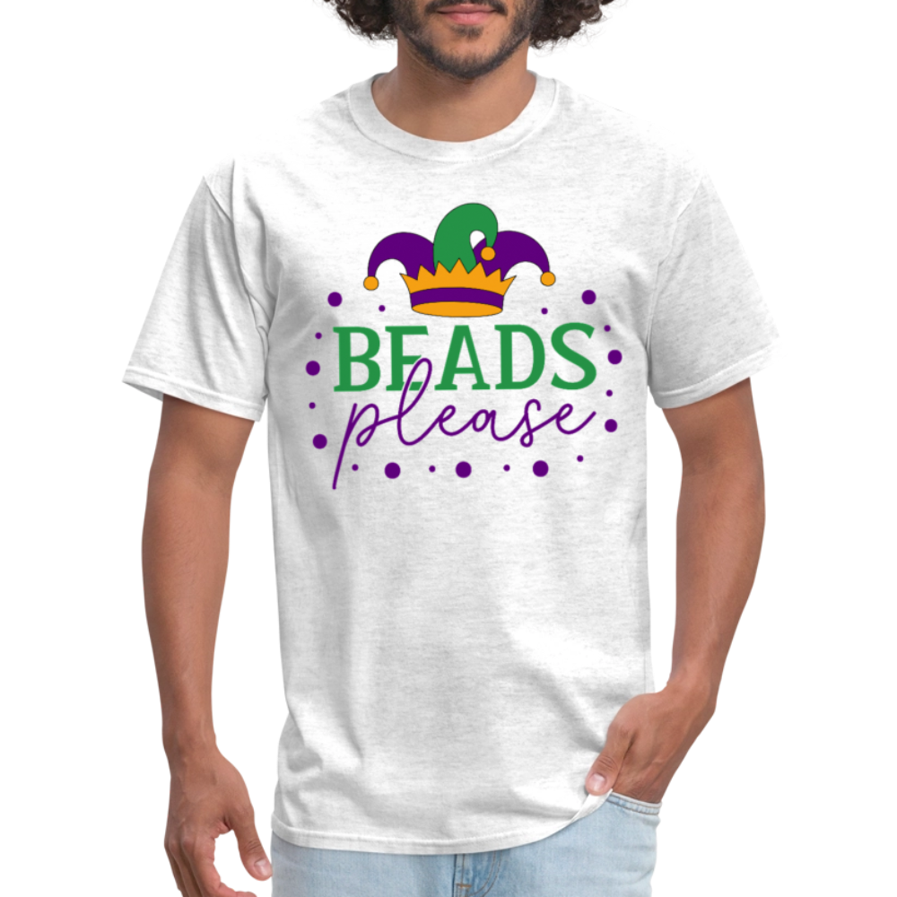 Cute Mardi Gras Shirts For Family Beads Please Party T-shirt - light heather gray