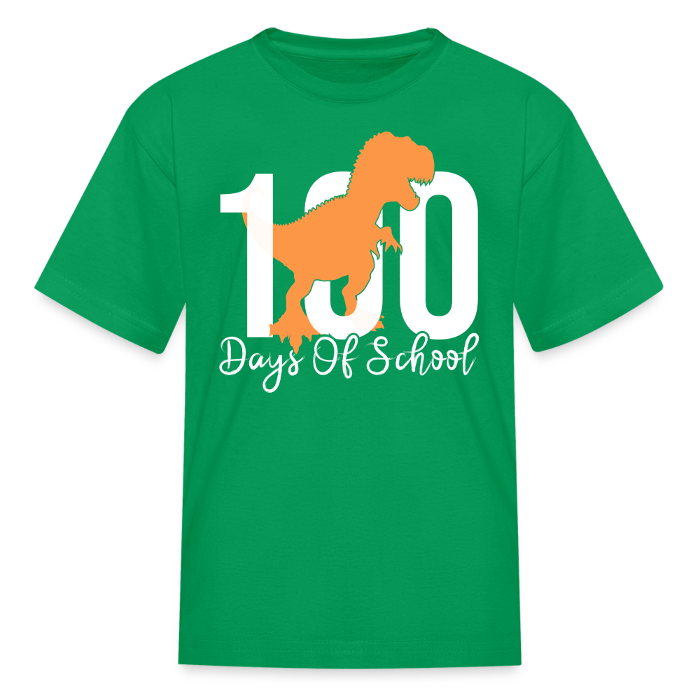 100 Days Of School Dinosaur Shirt Kindergarten Milestone Kids T-shirt - kelly green