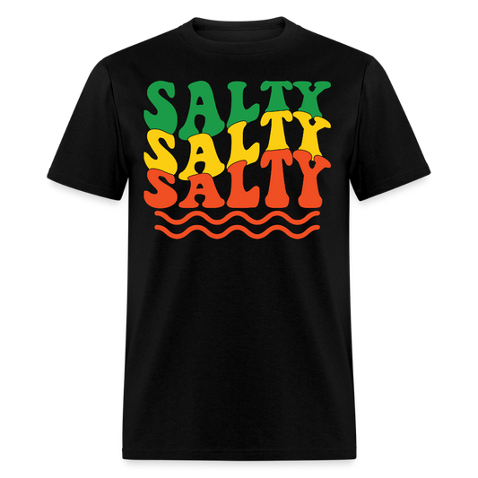 Retro Groovy Text Salty Design T-shirt - black