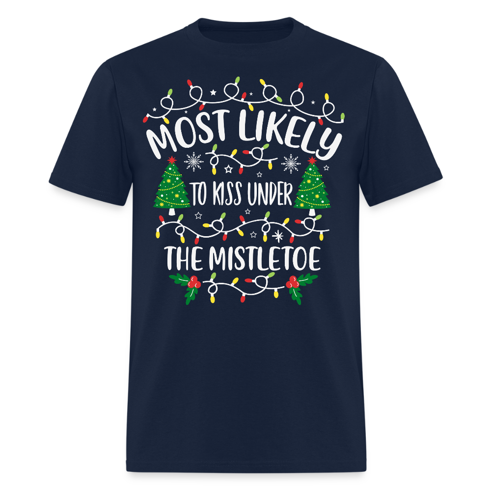 Christmas Mistletoe Kiss T-Shirt - navy
