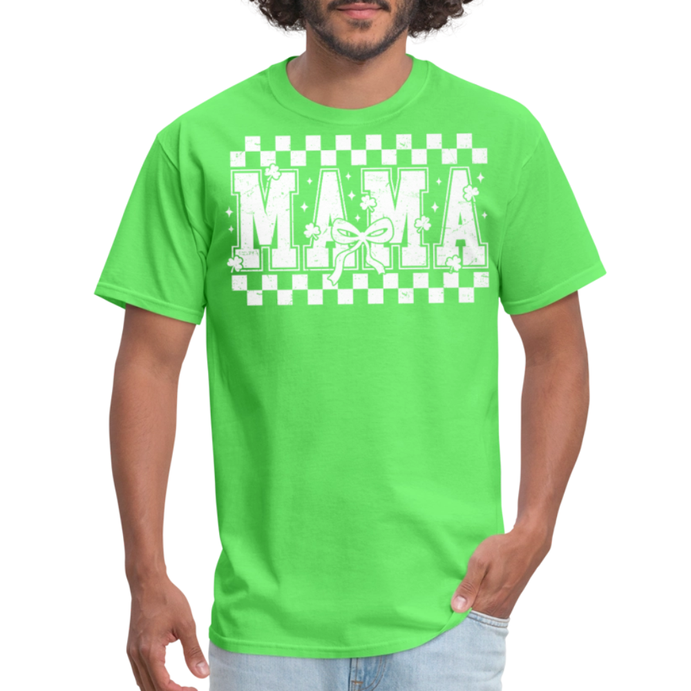 Distressed Mama Clover St. Patrick's Day Gift Tee - kiwi