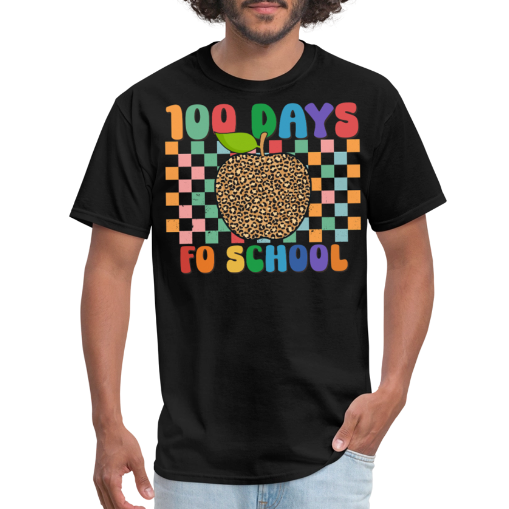 Leopard Print 100 Days of School Shirt Teacher Gifts Unisex T-shirt - black