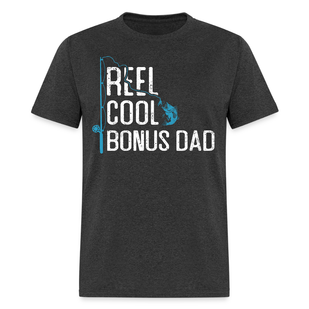 Reel Cool Bonus Dad Tee Father's Day Fishing T-shirt - heather black