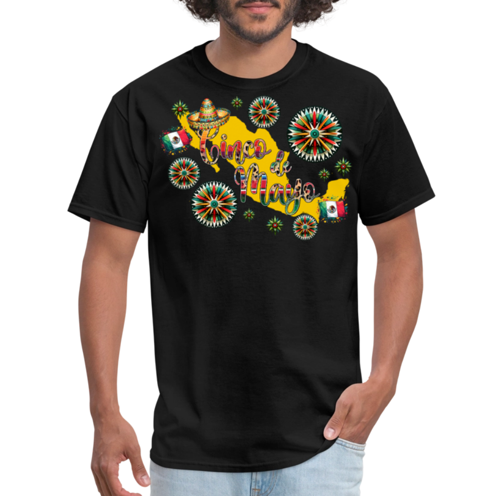 Mexican Pride Tee For Cinco De Mayo Mexico Map Graphic T-shirt - black