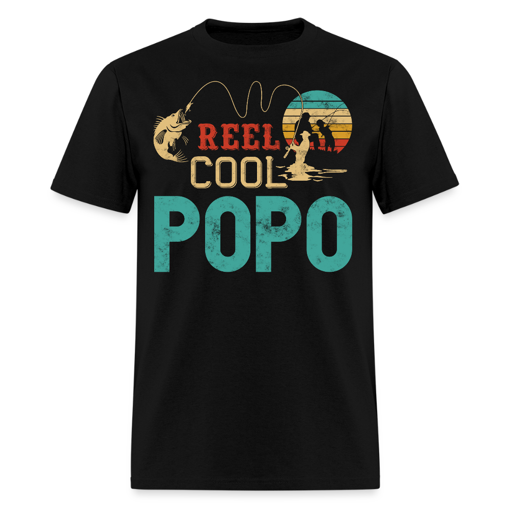 Reel Cool Popo Fathers Day Gift For Police Officer T-Shirt - black