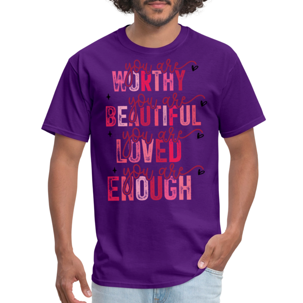 Self-Love Graphic Tee You Are Enough Motivational T-shirt - purple