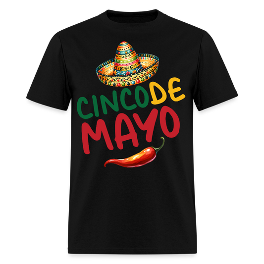 Mexican Sombrero And Chili Pepper Tee Cinco de Mayo Party T-shirt - black
