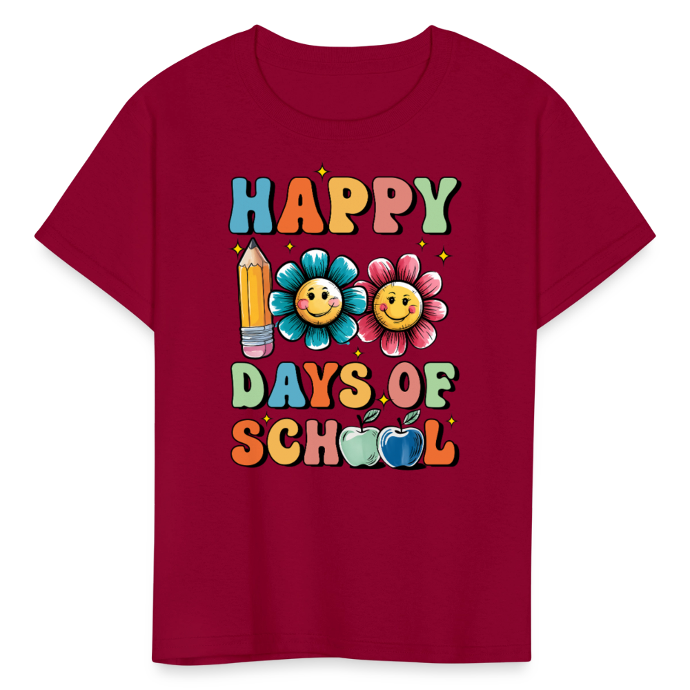 Happy 100 Days Of School Shirt For Kids Back To School Milestone T-shirt - dark red