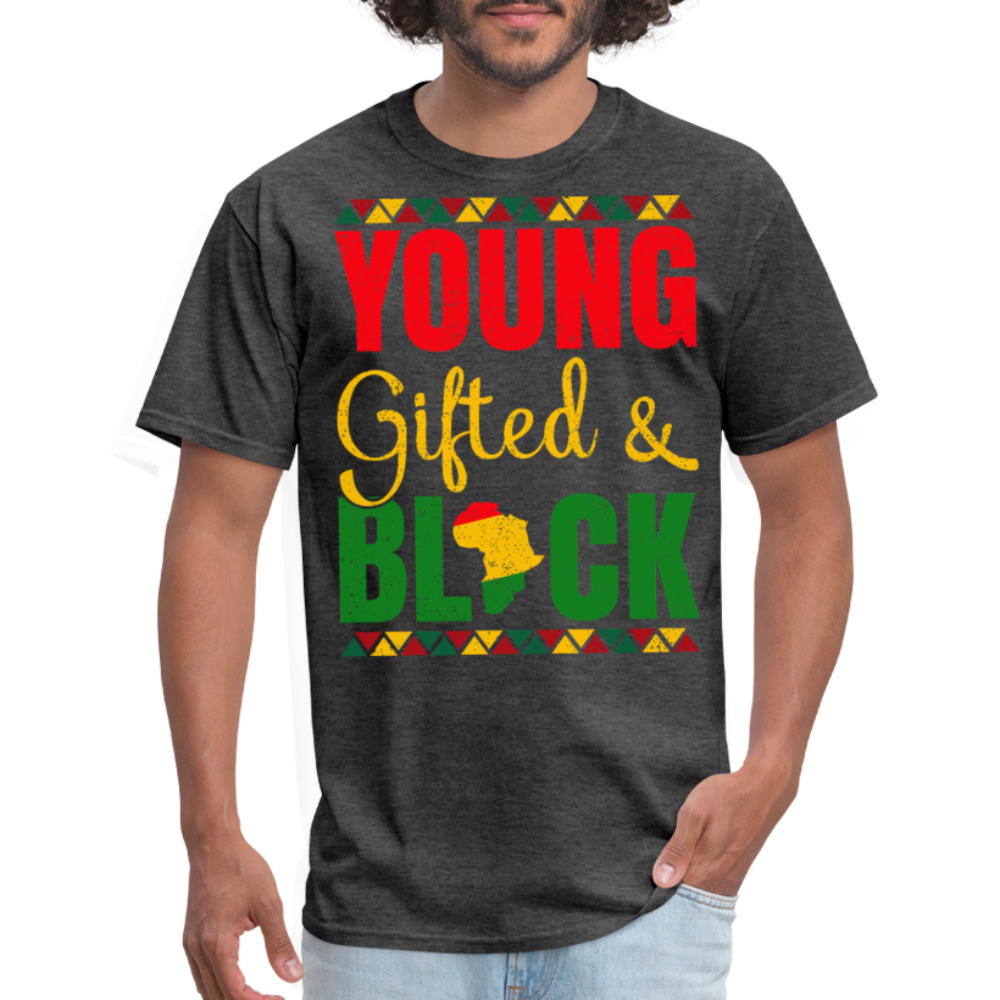 African Heritage Tee Young Gifted and Black T-Shirt - heather black