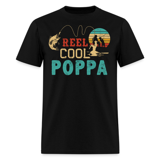 Reel Cool Poppa Fishing Father’s Day Gift T-shirt - black