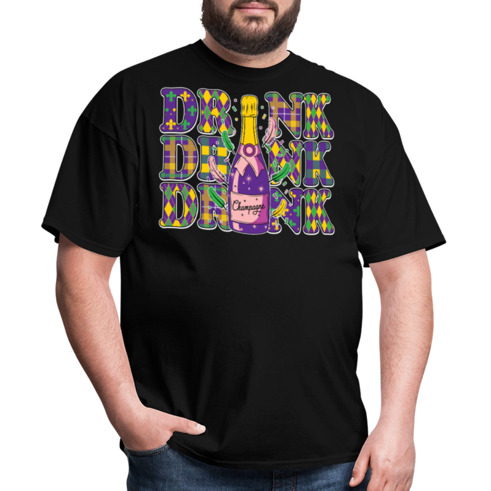 Carnival Party Wear Funny Mardi Gras Champagne Party T-shirt - black