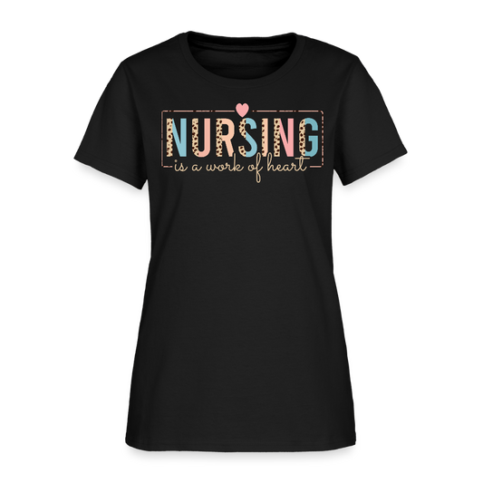 Nursing Is A Work Of Heart Cute Nurse Appreciation Gift T-Shirt - black