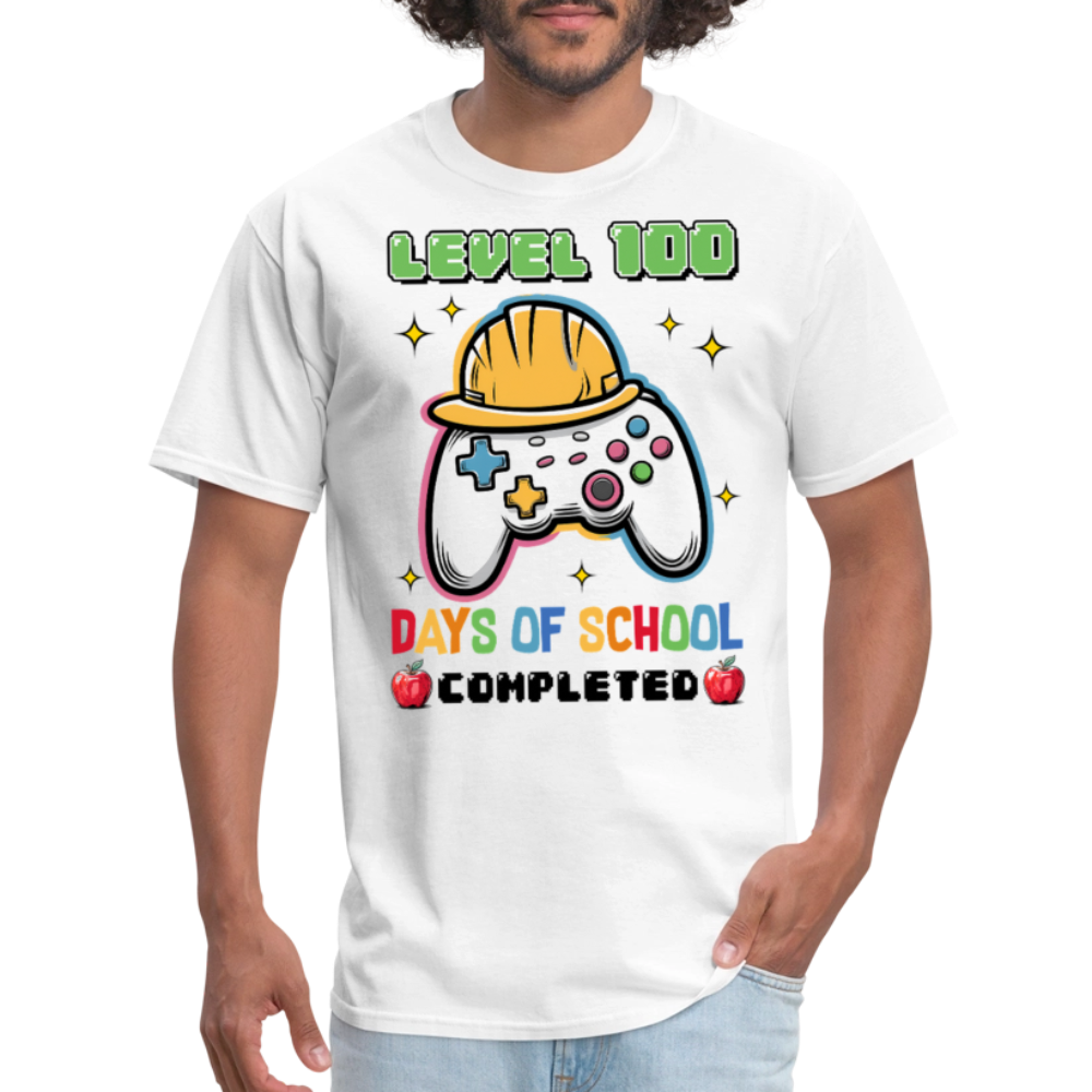 Level 100 Days Of School Gamer Shirt Level Up School Milestone T-shirt - white