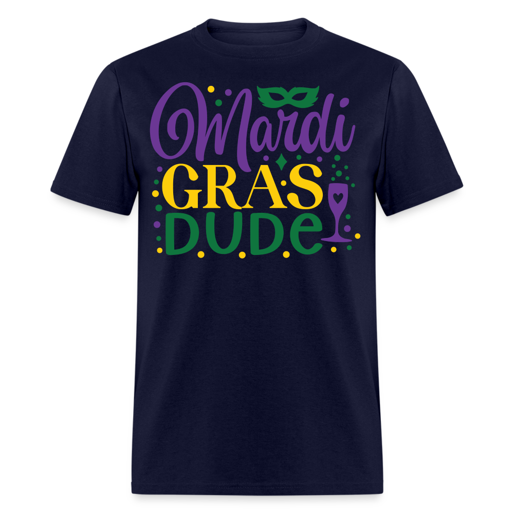 Unique Mardi Gras Dude Graphic T-shirt - navy