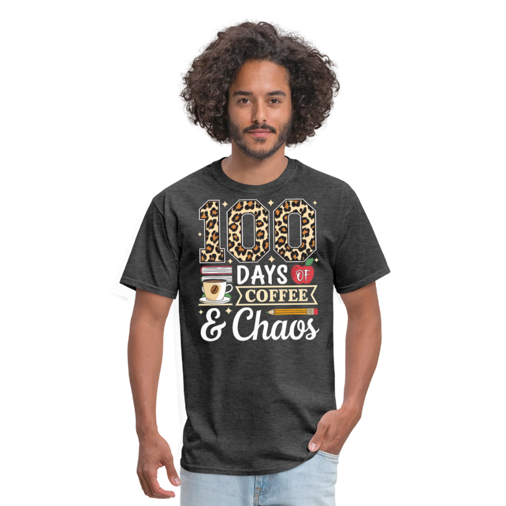Teacher Appreciation Gift Coffee Lover 100 Days of School Unisex T-Shirt - heather black