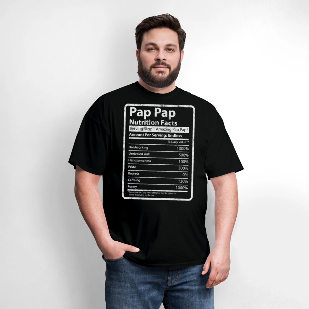 Pap Pap Nutrition Facts Funny Gift For Grandpa T-shirt - black
