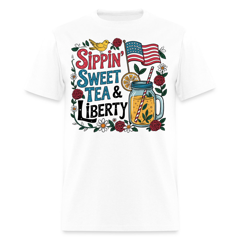 Sweet Tea And Liberty 4th Of July T-Shirt - white