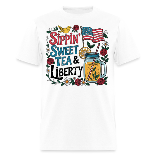 Sweet Tea And Liberty 4th Of July T-Shirt - white