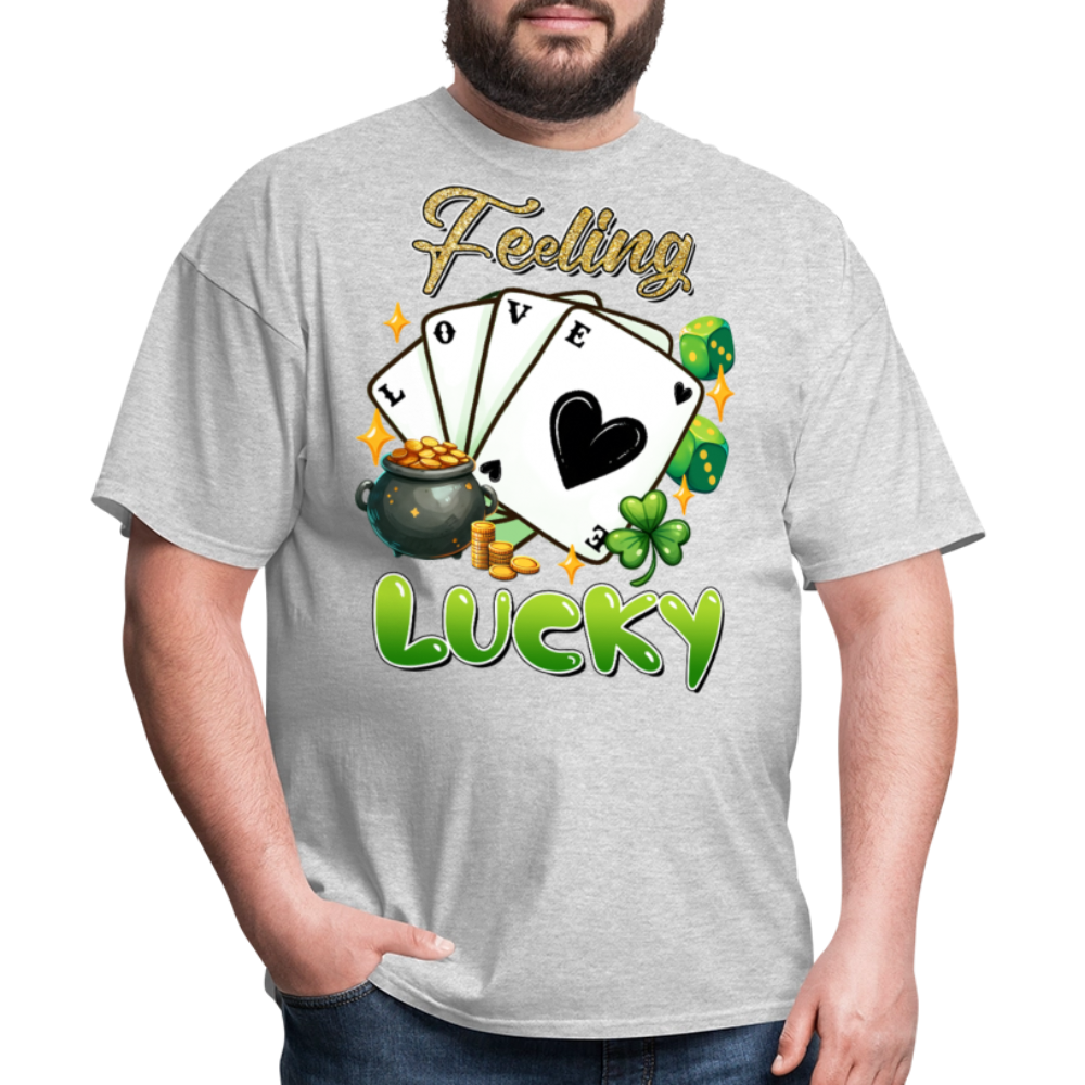 Feeling Lucky Graphic Tee Irish Luck Gambling T-shirt - heather gray