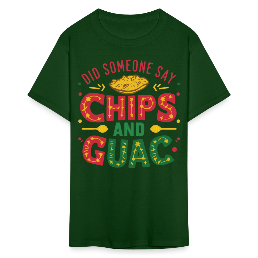 Mexican Food Lover Graphic Tee Funny Chips And Guacamole T-shirt - forest green