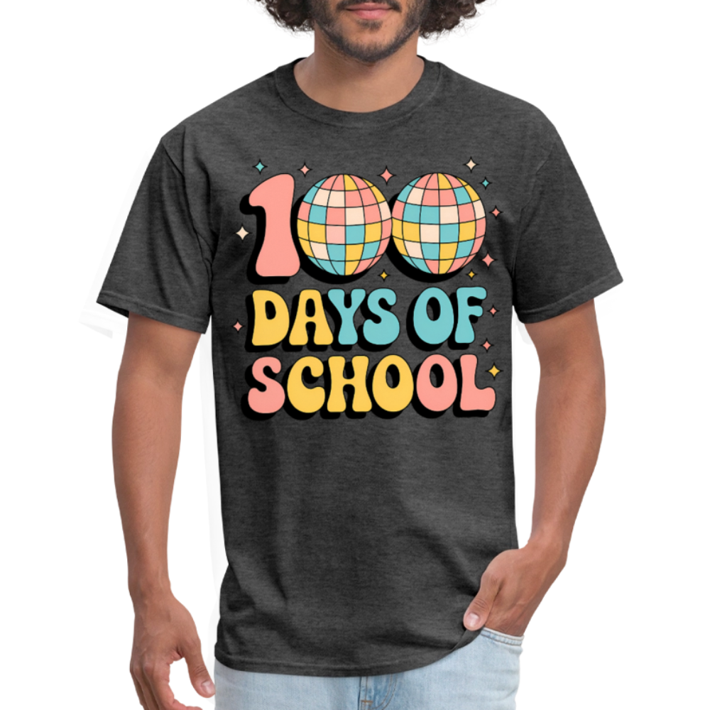 100 Days Of School Tee  For Teachers Funny Disco Theme T-shirt - heather black