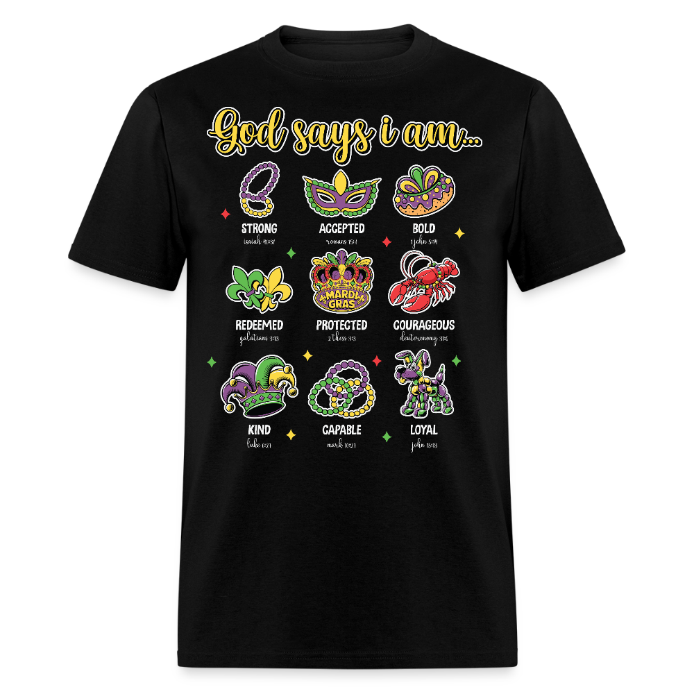 Religious Mardi Gras T-shirt With Bible Verses Christian Mardi Gras T-shirt - black