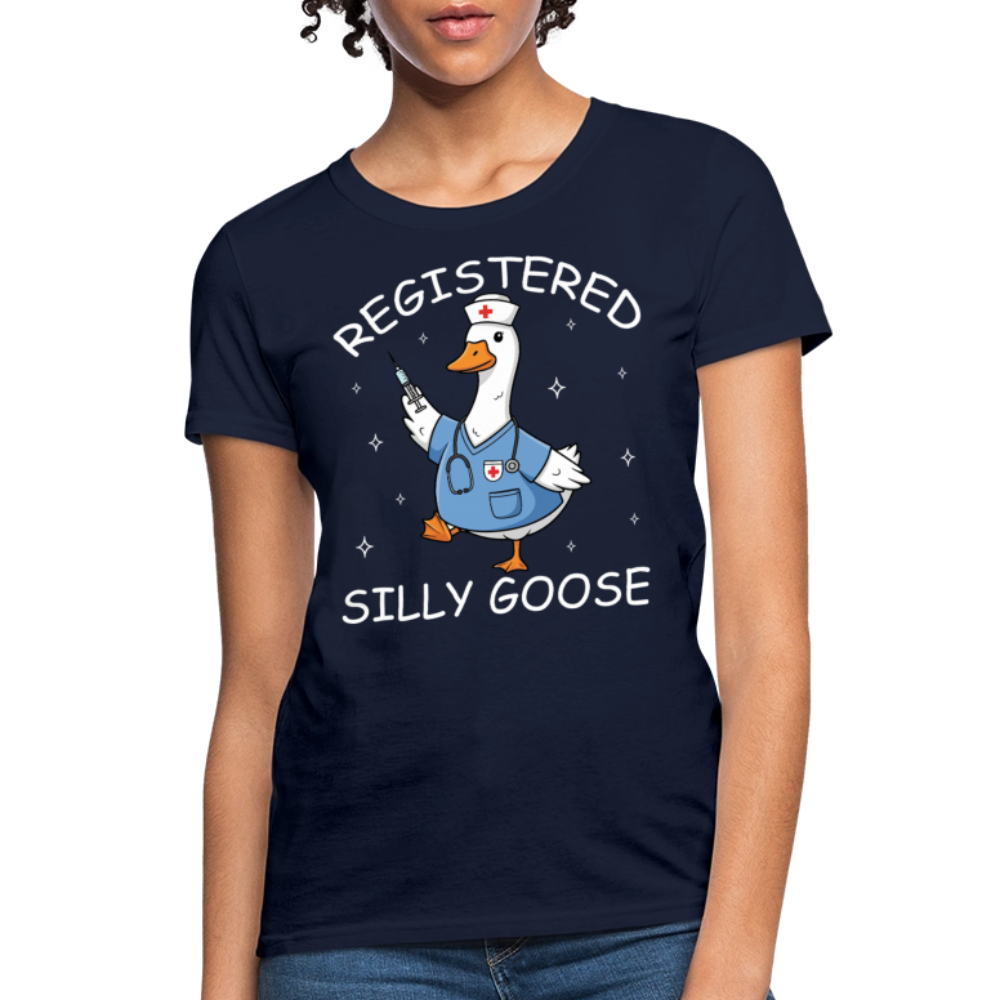 Registered Silly Goose Nurse Funny RN Gift for Nurses T-Shirt - navy