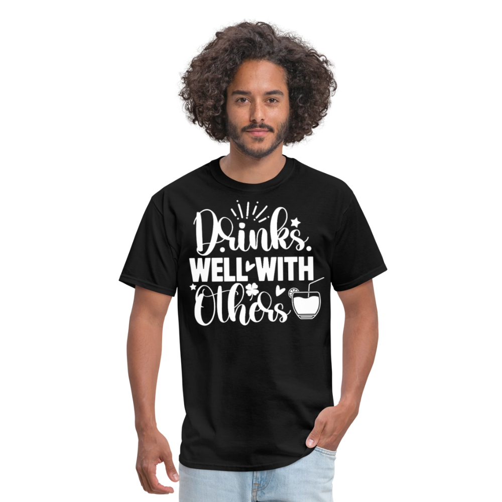 Drinks Well with Others St. Patrick’s Day Drinking Shirt - black