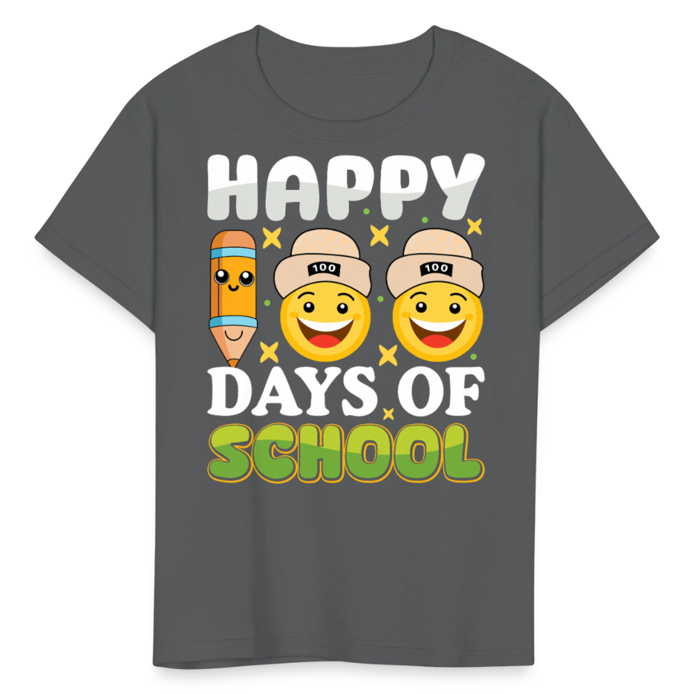 100 Days Of School Tee For Kids School Milestone Celebration T-shirt - charcoal