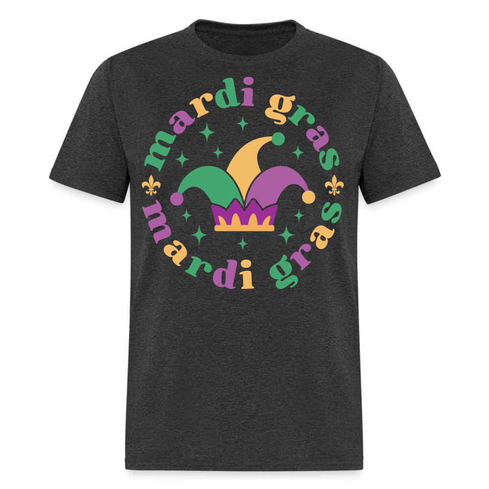 Funny Mardi Gras Jester Hat Unisex T-shirt - heather black