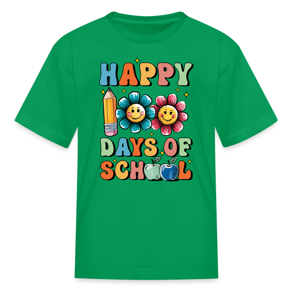 Happy 100 Days Of School Shirt For Kids Back To School Milestone T-shirt - kelly green