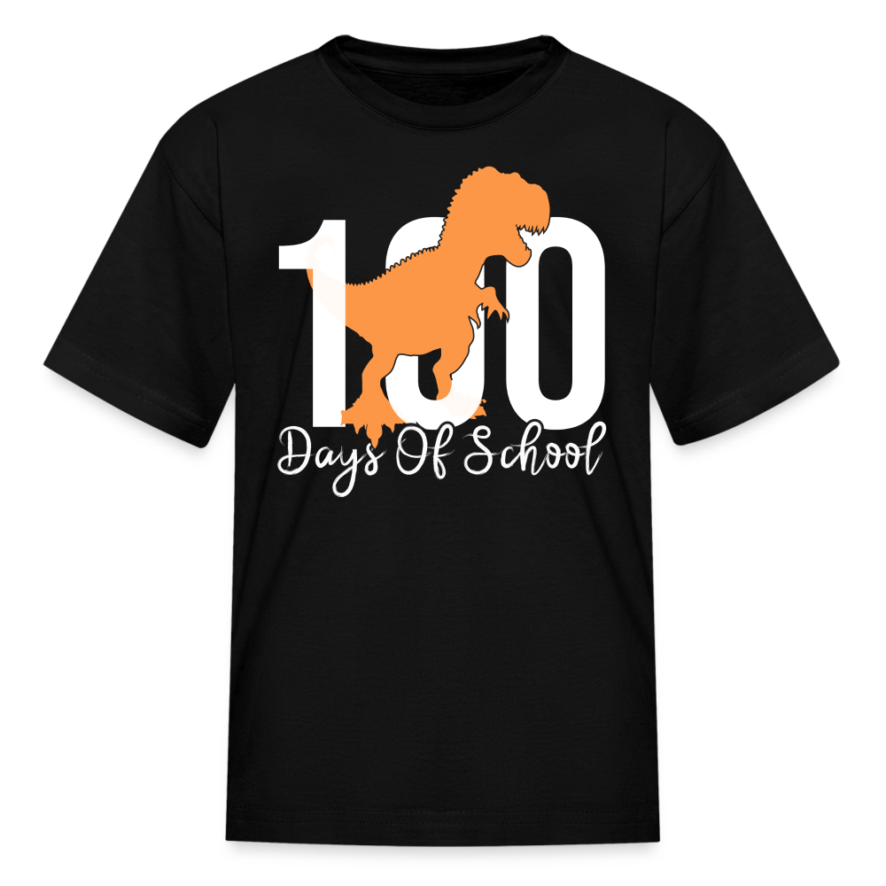 100 Days Of School Dinosaur Shirt Kindergarten Milestone Kids T-shirt - black