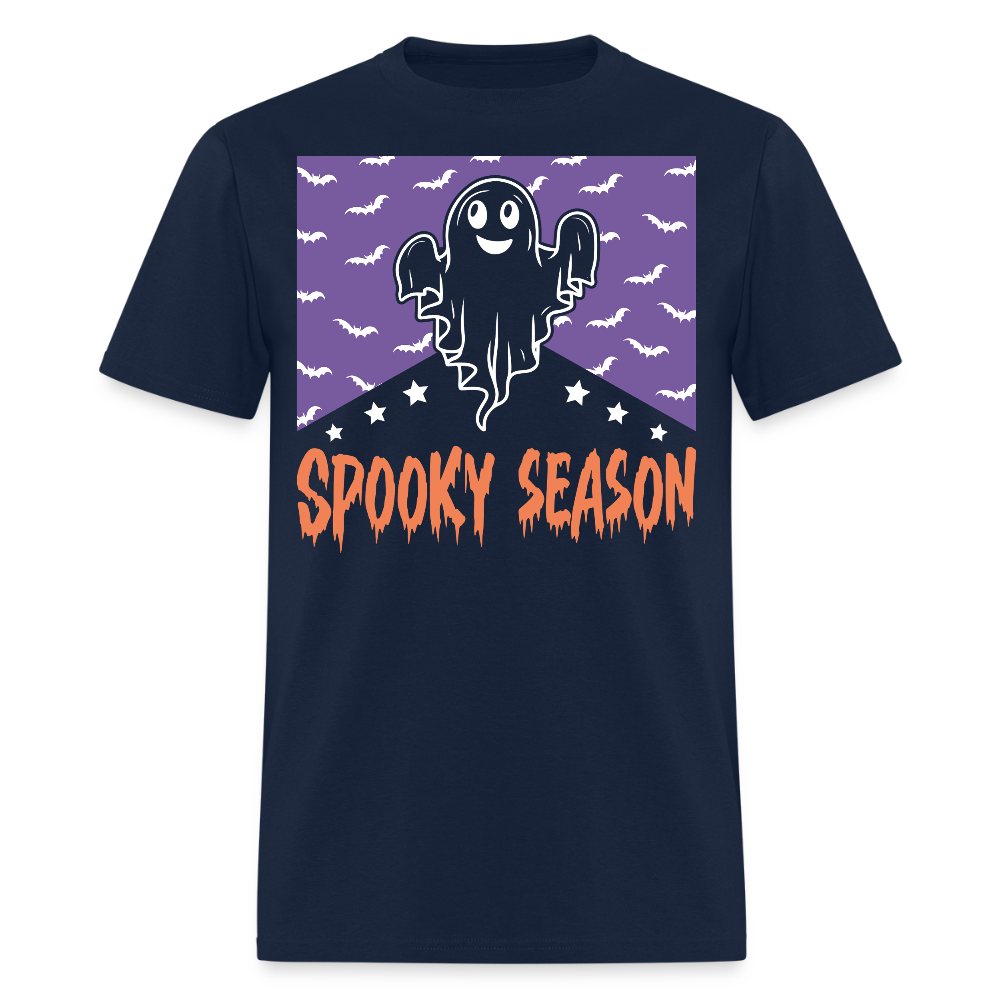 Spooky Season Cute Ghost Halloween T-Shirt - navy