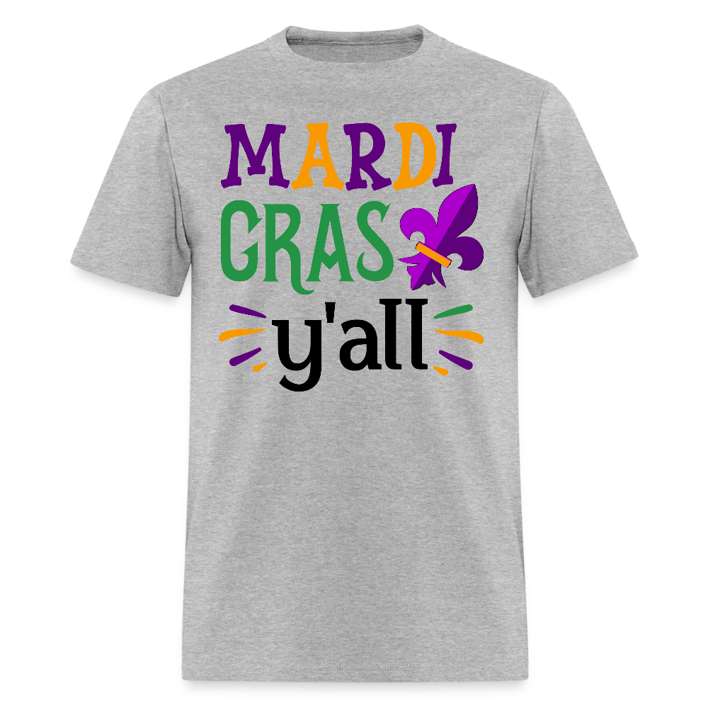 New Orleans Party Shirts Mardi Gras Y’all T-shirt for Fat Tuesday - heather gray