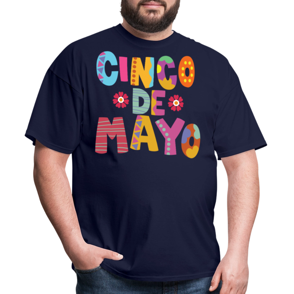 Mexican Holiday Celebration Tee Cinco De Mayo Colorful Graphic T-shirt - navy