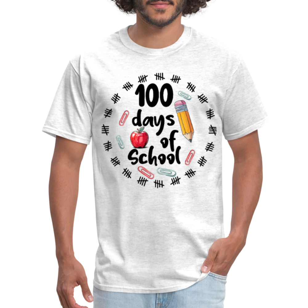 100 Days of School Shirt For Teachers Dino 100th Oay Of School T-shirt - light heather gray