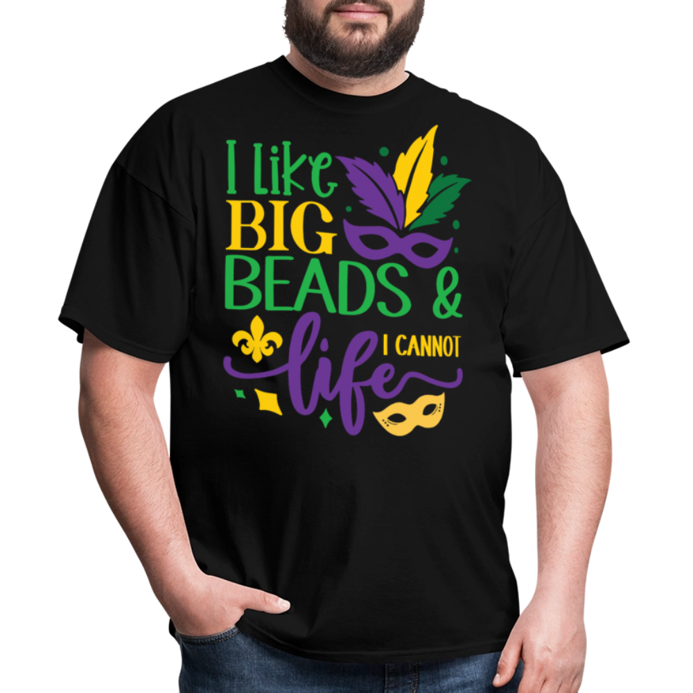 Big Beads and Life Mardi Gras Tee Funny Mardi Gras Bead T-shirt - black