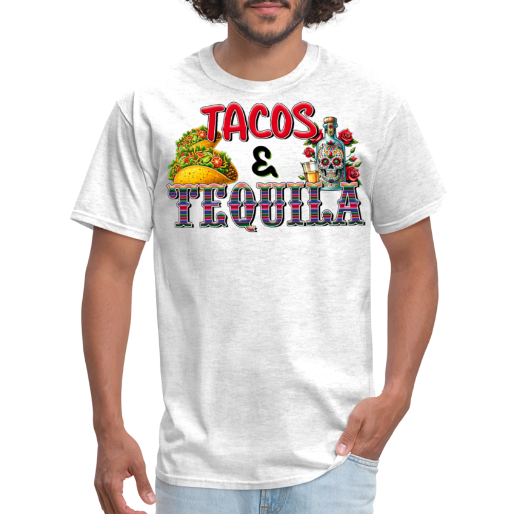 Taco Tuesday And Tequila Drinking Graphic T-shirt - light heather gray