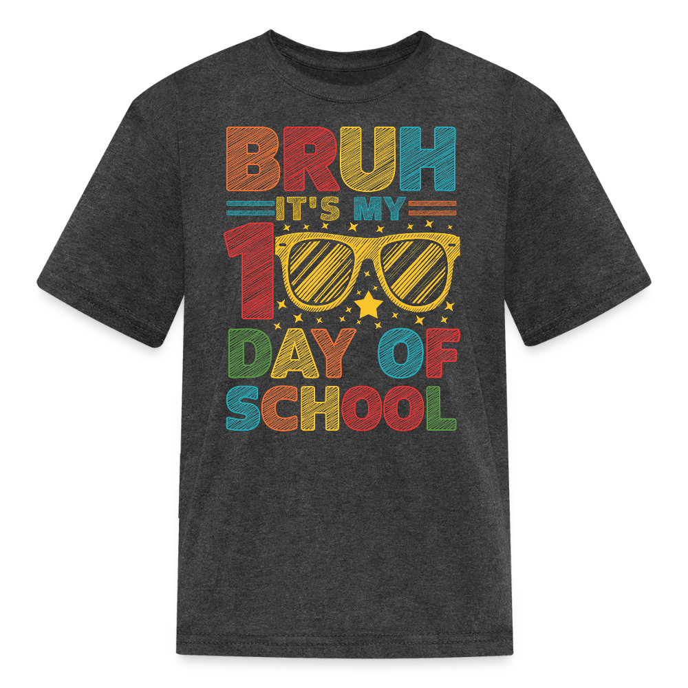 Funny First Day Of School Tee For Kids Bruh Back To School T-shirt - heather black