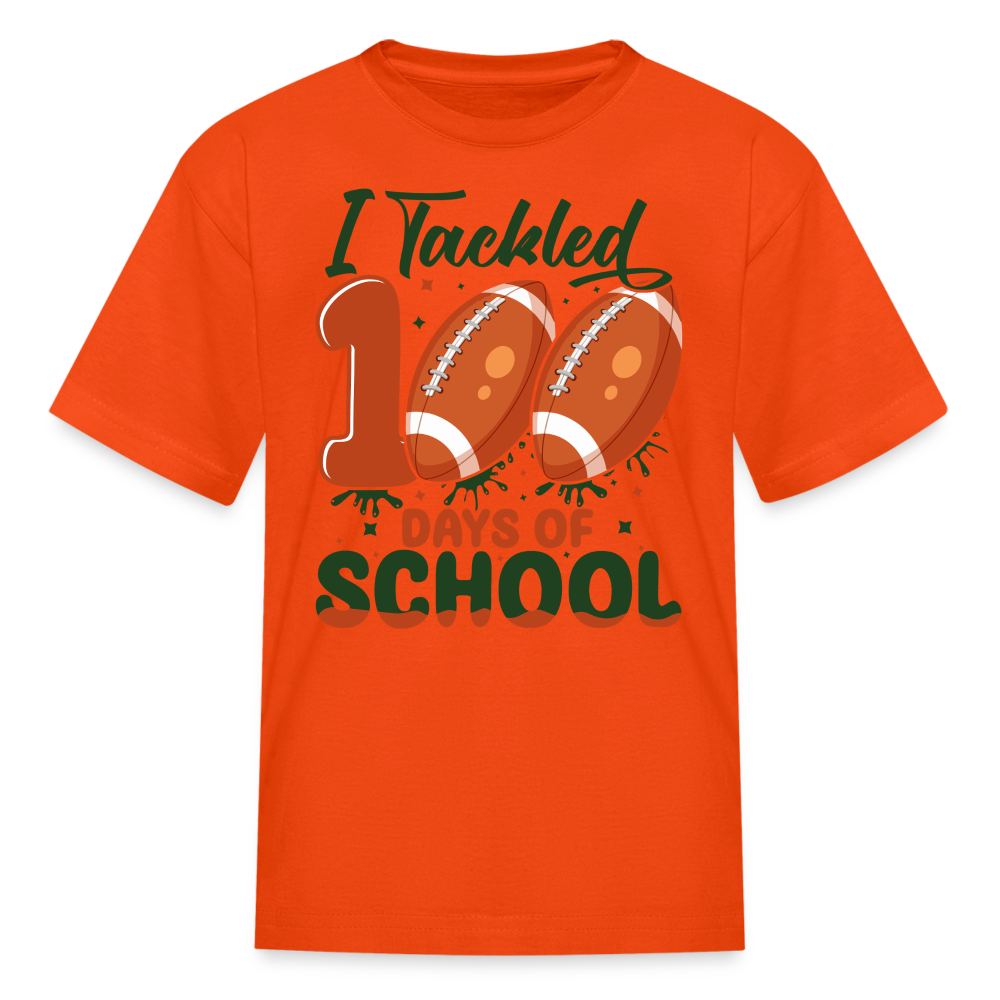 I Tackled 100 Days Of School Shirt Smarter Football Kids T-Shirt - orange