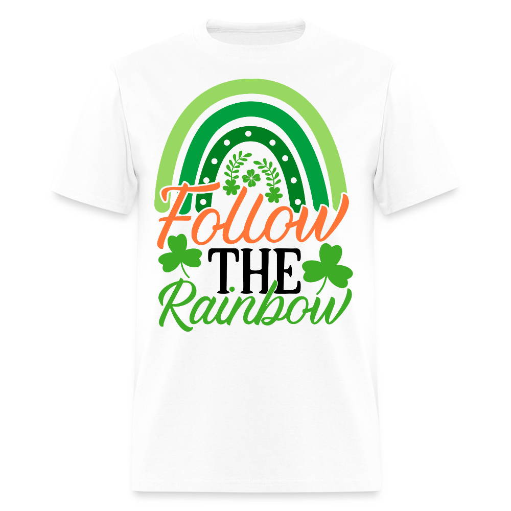 Follow The Rainbow Irish Green shamrock T-shirt - white