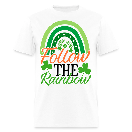 Follow The Rainbow Irish Green shamrock T-shirt - white