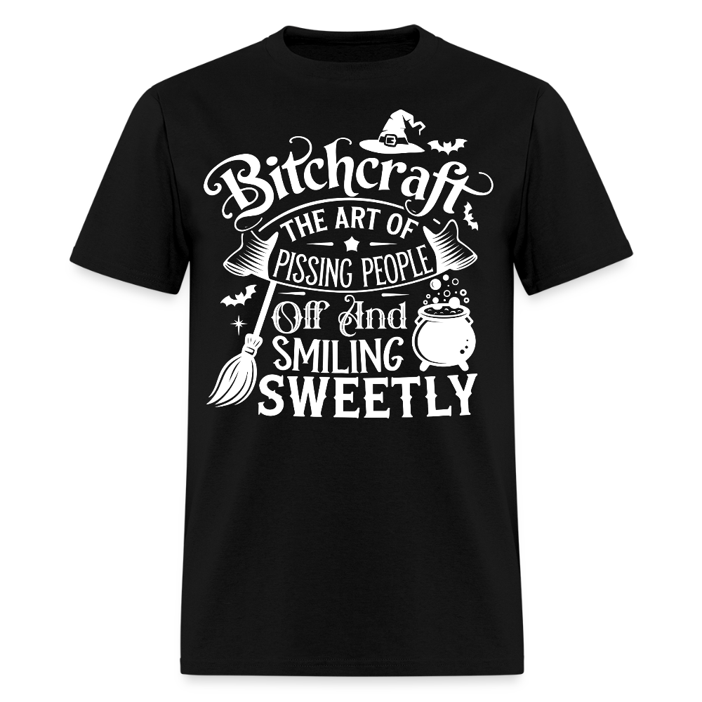 Piss People Off And Smile Sweetly Funny Witch Halloween T-Shirt - black