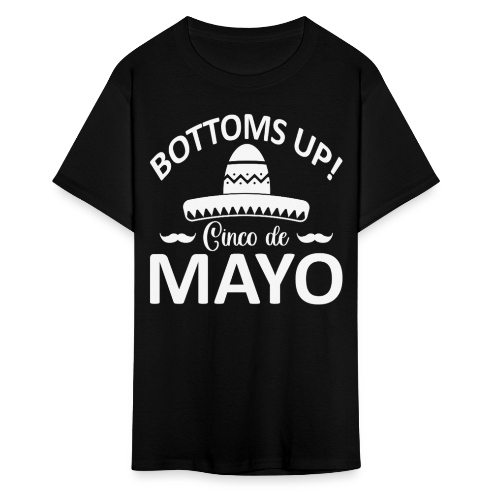 Bottoms Up Cinco de Mayo Tee Funny Mexican Drinking T-shirt - black