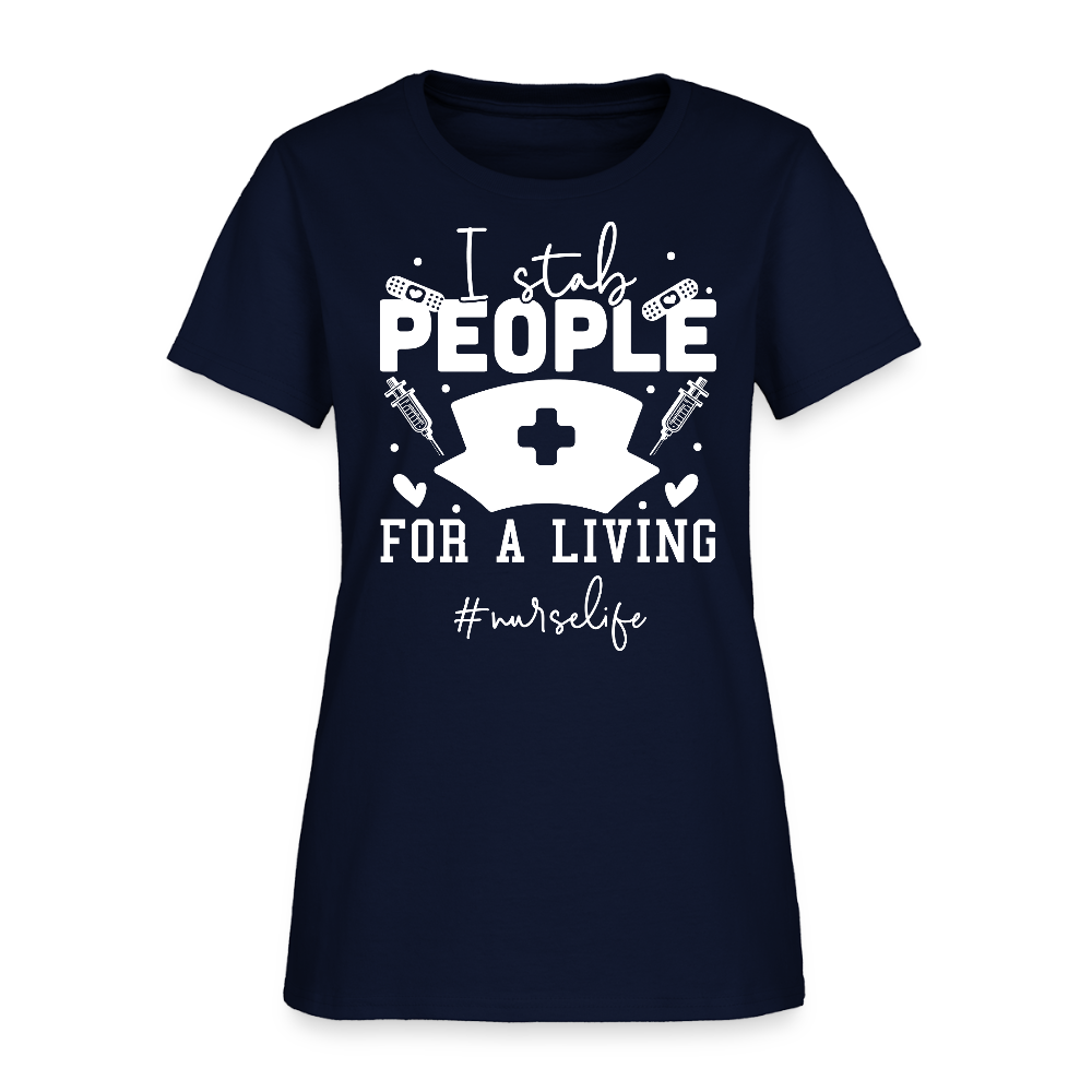 I Stab People For A Living Nurse Funny Phlebotomist T-Shirt - navy