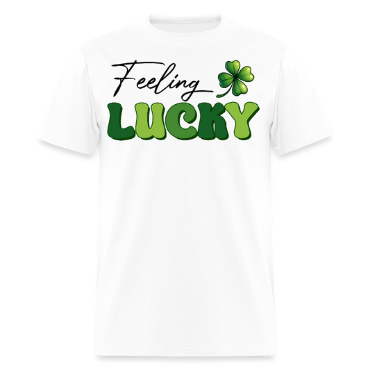 Green Four-leaf Clover Lucky Charm T-shirt - white