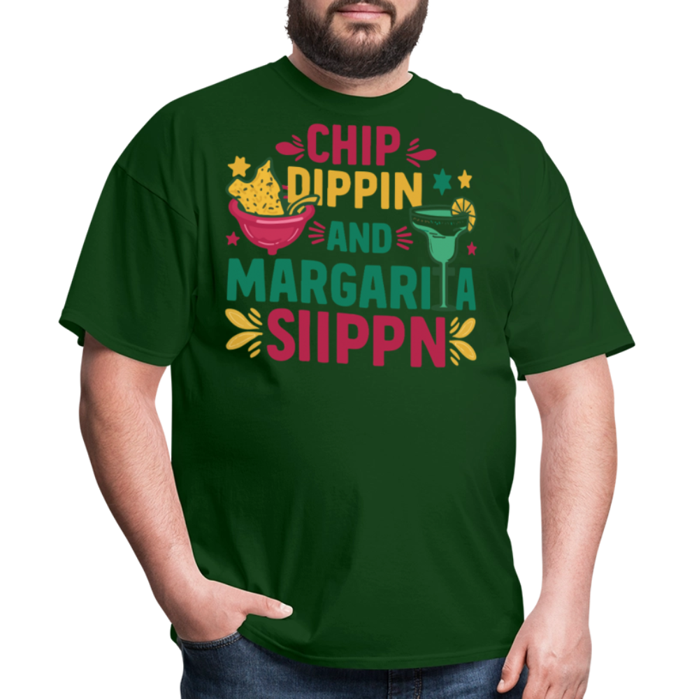 Chips And Dip Party Outfit Fun Margarita Drinking T-shirt - forest green